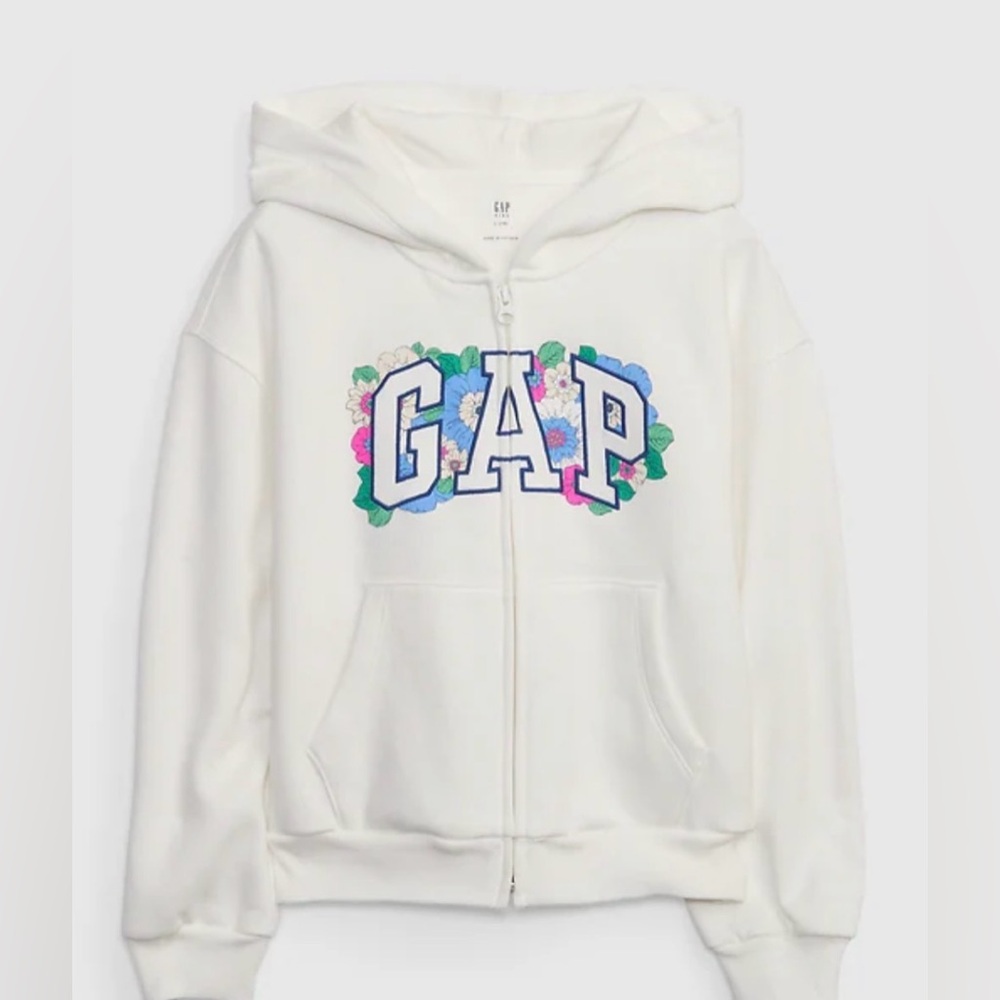 Gap - girls size M(8) - floral logo hoodie